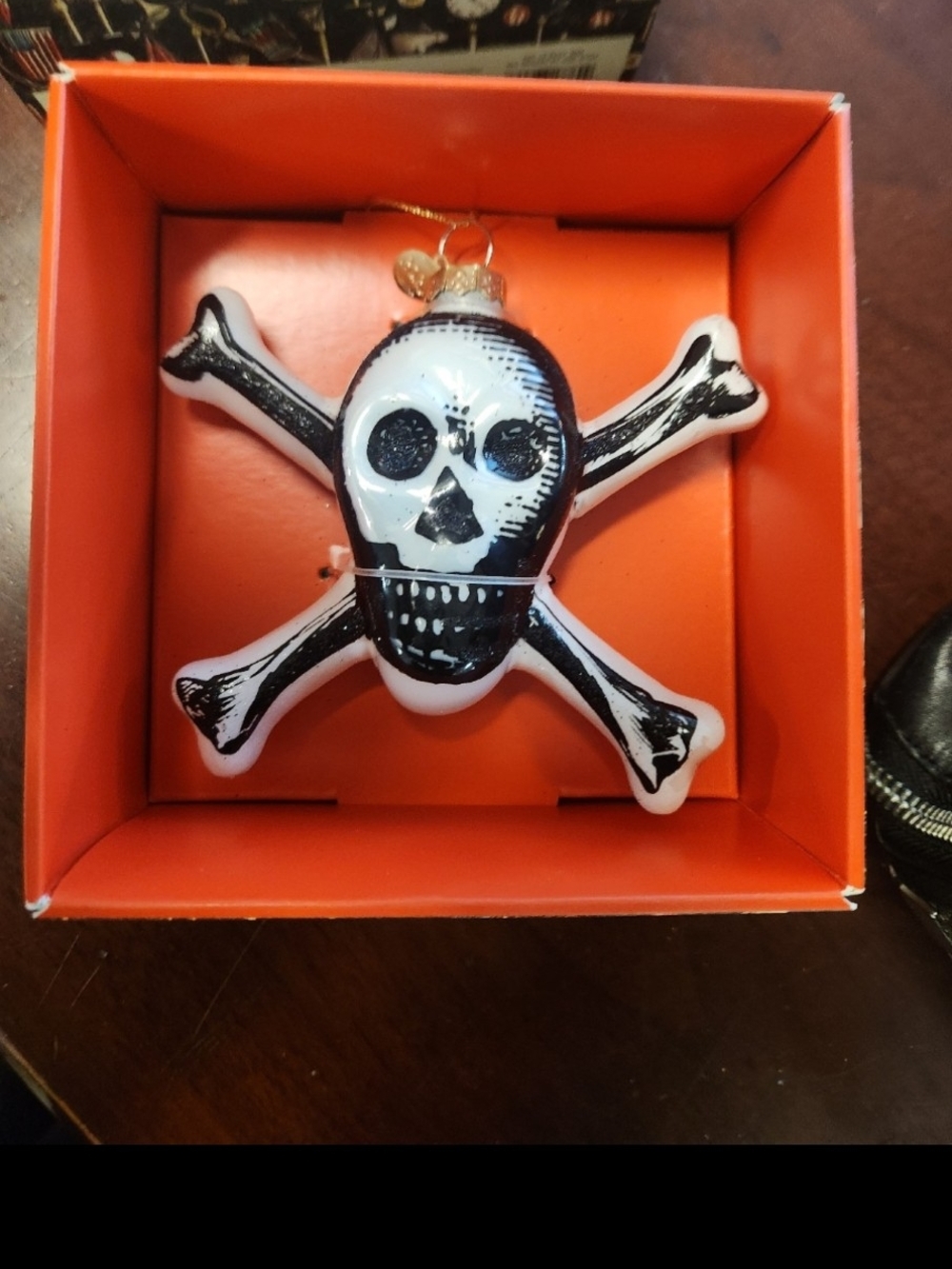 Skull & Crossbones Glass Ornament - Black and White